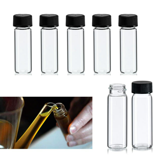 Refillable Glass vial tube pendant tiny screw in cap Pre-glued round or flat